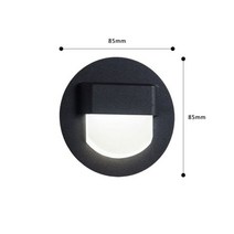 계단리프트 핸드카 대차 전동 가정용리프트 농업용운반차 오목한 마운트 LED 벽 램프 사각형 원형 계단 조명 코너 풋라이트 침실 옷장 발코니 주방 장식, 6.Round Black - 1W - Cool Whit