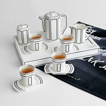 커피잔 세트 선물 카페 컵 라뗴 홍차잔 북유럽, 컵6개 접시6개 캔1개