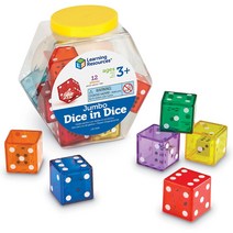 덧셈 수학 게임 수세기 투명 점보 이중점주사위 유치원 초등학교 Learning Resources Jumbo Dice in Dice Math Dice, 12개
