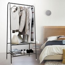 철제 스탠드 옷걸이 행거 2단 높은 DIY 인테리어 헹거, 브라운