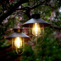 KELAKE 태양광 LED 랜턴 라이트 정원등 샹들리에 조명 야외정원등 에디슨 전구, 블랙(빅 사이즈x1)