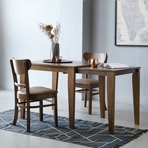 베스트리빙 공간활용에 용이한 슬라이딩 쿠키 확장형 원목 2인식탁세트/의자2개 2color, 모카