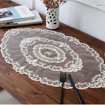 엔틱 레이스 탁자 매트 덮게 테이블 깔개 빈티지 세팅, 화이트