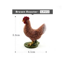 백조 닭 오리 거위 암탉 인형 농장 동물 모델 홈 장식 소형 요정 정원 액세서리 현대, Brown Rooster