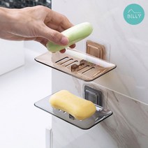빌리네집 투명 흡착 비누받침대, 브라운, 2개