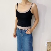 여성 레이어드 2중 밑단 프릴 끈나시 3컬러