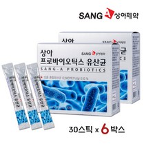 상아제약 LGG유산균 3세대 프로바이오틱스 유산균 분말 스틱 김치유산균 우유유산균 포스트 신 바이오틱스 프락토올리고당 온가족 유아 성인 어린이유산균 프리바이오틱스 락토바실러스, 6박스, 30포