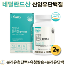 산양유 단백질 분말 파우더 프로틴 30정 정제형 산양초유 유청 단백 칼슘 WPI 퀄리고트 HACCP 인증, 2통