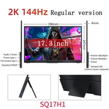 15.6인치 2k 휴대용 모니터 144hz freesync 터치스크린 1ms 안티 블루 라이트 hdmi 호환 게임용 숨겨진 브래킷 디스플레이, 17.3 터치 없음, 미국 플러그