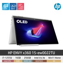 [당일발송] HP ENVY x360 15-ew0022TU / i7-1255U / 16GB / NVMe 256GB / OLED / 터치+펜 / Win11, WIN11 Home, 코어i7, 네츄럴 실버
