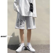 남자바지 여름 얇은 루즈핏 트레이닝 반바지 ins 항풍 힙합 캐주얼 아이스느낌 5부바지 남