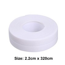 3.2m X 22mm Bathroom Shower Sink Bath Sealing Strip Tape Caulk Self Adhesive Waterproof Wall Sticker, 03 3.2m white