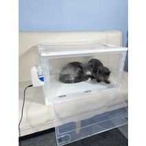 접이식 고양이 산소방 아크릴 반려동물 네블라이저방, 중형 13파운드