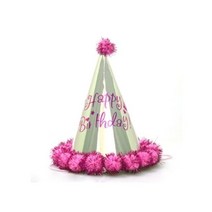 GUP024372실버솜방울꼬깔모자(핑크) 10P