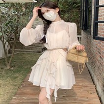 어썸클로젯 이드나 핀턱 플레어 러블리 데이트룩 미니원피스