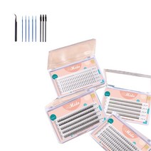 미도 인조속눈썹 부분 가닥 속눈썹 A형 I형 V형 E형 셀프 연장 자연스런운 가속눈썹+브러쉬, A+V+I+E 세트