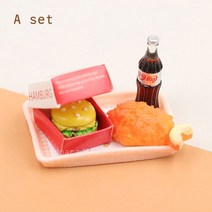 미니어쳐 소품 DIY 1:6 1:12 주방 장난감 세트 미니 햄버거 콜라 튀김 미니어처, a