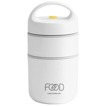 EIMAI 스텐 보온 도시락통 보온죽통 680ml 보온가방，흰색 1개, 단일 레이어