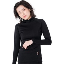 FELLOW 여성 웻슈트 긴팔 기모 이너 겨울 서핑이너 세미드라이슈트 다이빙 잠수복 방한, 블랙, M