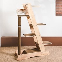 그린웨일 B7 원목 고양이 캣폴 캣타워, 브라운