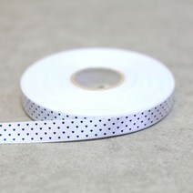백색-곤색 작은하트-공단리본 15mm 10마