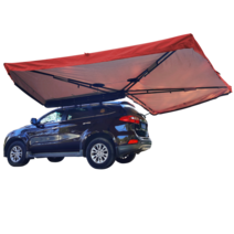 어닝사이드월 차량어닝 방수타프 사이드어닝 야외 suv 자동차 텐트 텐트 캐노피 자동차 천막 지붕 270도 좌식 부채 모양의 텐트, 자홍색