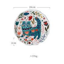 빈티지 그릇 고양이 손그림 브런치 접시 레트로접시, C, 1개