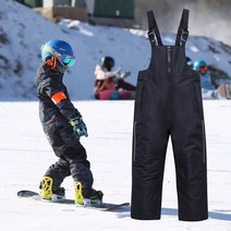 스노우보드엣징 겨울 아기 눈 턱받이 작업복 두꺼운 점프 슈트 스포츠 어린이 바지 Windproof Kids Trousers Outdoor Ski Clothes, [02] S