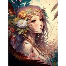 캔버스형 보석십자수 나비요정 온갖 꽃들이 만발한 천사 여신 미녀 행운 가져다주는 인물그림 집들이 새집선물 라운드 구슬 집콕취미 비즈 수제공예 액자없음 DIY패키지 20종, 선택19-플라워나비요정, 80*100CM