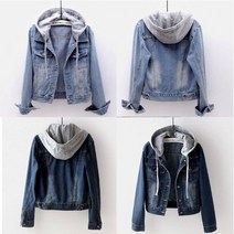 로로스키니 여성 후드 데님자켓 청자켓 숏 슬림핏 워싱 점퍼