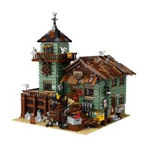 중국 레고 호환 블록 자동차 시티 테크닉 어부의 오두막 오래된 낚시 가게 모델 모듈식, 83028 no box