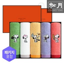 송월 조이풀 스누피 세면타월 5장 선물세트[오렌지], 연보라, 연보라