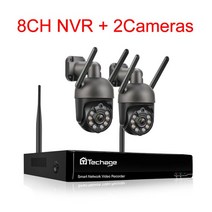 Techage 무선 비디오 보안 카메라 시스템 야외 양방향 오디오 와이파이 IP 카메라 P2P CCTV 감시 NVR 키, 01 8CH NVR 2 Camera C_01 없음