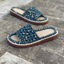코바늘 슬리퍼 도안 DIY 재료 패키지 신발 만들기, DIY 패키지 (그린 꽃 무늬)_밑창 240~245 / 실 1.82m