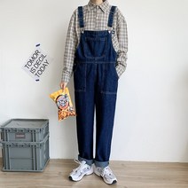 바프 정비공 정비사 트렌디 세미 의상 코디 포켓 작업복 데님 점프수트 정비복 아메카지