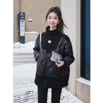 숏 패딩 자켓 블랙 니트 패치 여 숏 겨울 얇고 트렌디한 가을 겨울 여성 코트