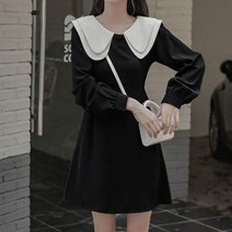카라넥 원피스 하객룩 결혼식 피로연 미디 프릴 긴팔원피스 호텔 여행 호캉스 상견례 스커트 드레스 여자 데일리 결혼식 행사 웨딩 피로연 파티 미팅 여성 모임