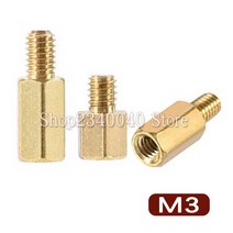 전산 볼트 너트 육각 스레드 M3 * L + 6mm 육각 황동 Standoff 스페이서 나사 기둥 PCB 컴퓨터 PC 마더 보, 01 M3_01 4mm  20pcs
