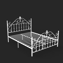 북유럽 철제 조립식 침대 프레임 공주풍 메탈 원룸 자취 부부 DIY 침대 프레임, 화이트C