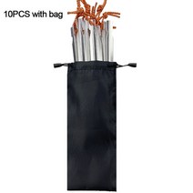 텐트 못 알루미늄 텐트 스테이크 접지 손톱 반사 로프 야외 캠핑 하이킹 장비 텐트 액세서리, 10pcs 실버 withbag