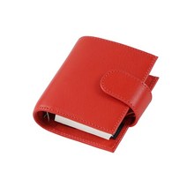 미니 다이어리 반년 만년 수첩 스케줄러 DIARY Moterm 풀 그레인 채식 황갈색 가죽 일반 A9 사이즈 링 3 홀 19mm 정리 여행 일기 포함, 5.Crimson
