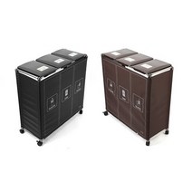 이지핏 가정용 분리수거함 재활용 분리수거함 쓰레기통 브라운 블랙 2구 3구 4구 리필봉투, 리치 전용봉투(일반 100매)