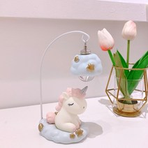 귀여운 유니콘 따뜻한 밤 데스크탑 장식, 핑크 밤 빛 구름 유니콘