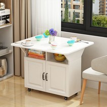 아일랜드테이블 식탁 아일랜드조리대 수납장 원목아일랜드 아일랜드형 주방벽인테리어 이동가능 주방가구, 80*80 화이트 싱글 (라운드) 도어