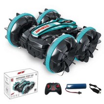RC 자동차 원격 컨트롤 스포츠 4WD 2.4GHz 2in1 수륙 양용 방수 자동차 양면 텀블링 360 도 회전 트럭 완, one option, Green