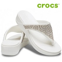 크록스 웨지 샌들 40- 206343-174 Womens Crocs Monterey Diamante Wedge Flip OysterChampagne