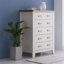 행복을주는가구 원목 올리브 5단 서랍장, 밀크화이트