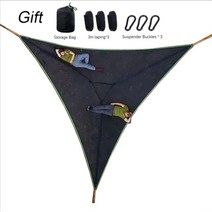 야외 캠핑 걸이 휴대용 침대 삼각형 해먹 다인용 공중 매트 여행용 편리한 수면, 2.8X2.8X2.8M 블랙