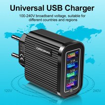 100W 초고속 PD 멀티 충전기 스마트폰 노트북 휴대전화 태블릿 포트 4USB 휴대 전화 유럽 표준 미국 여행 4 스마트 충전 헤드 Tra, [01] Black