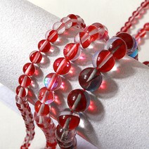 [5202-06]원석라운드 6/8/10mm 유광월광석 레드 반줄